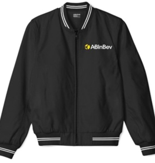 Black AB InBev branded bomber jacket